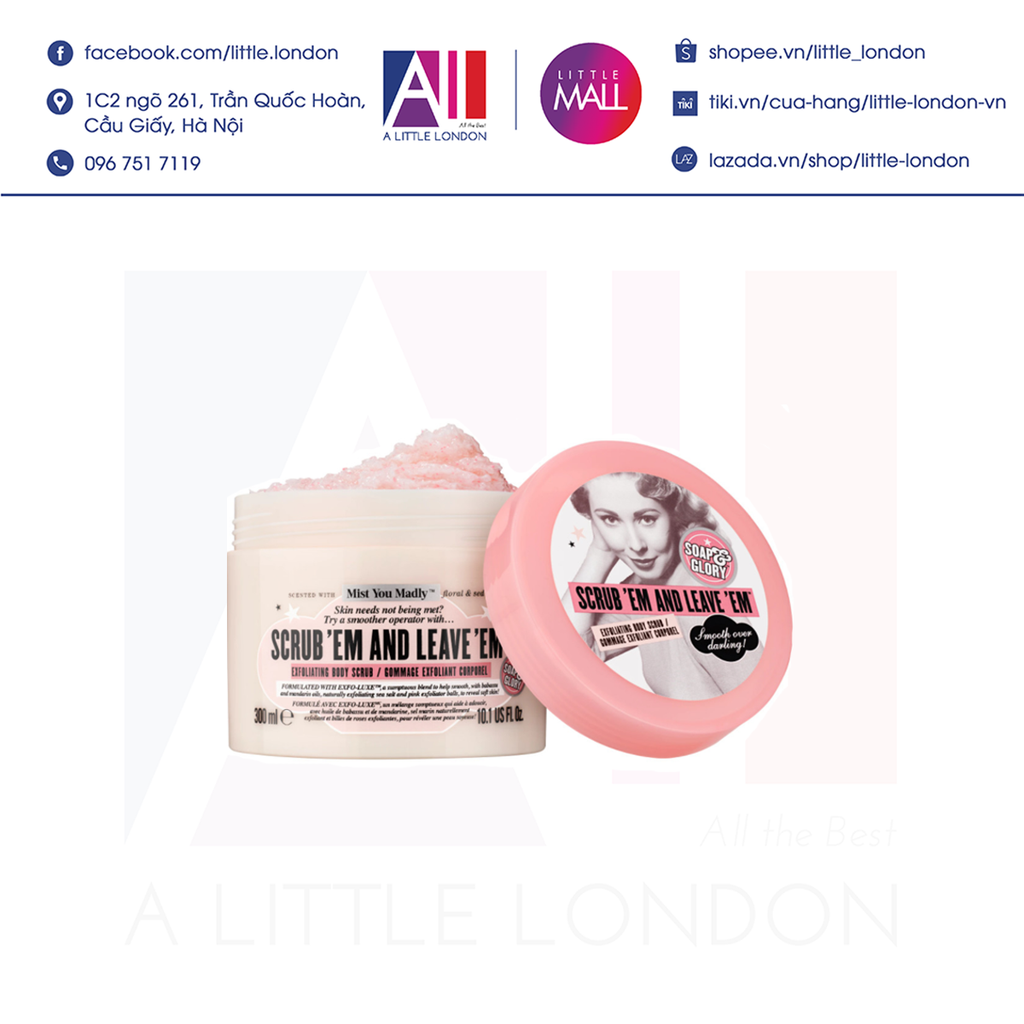 Tẩy da chết toàn thân Soap & Glory Scrub 'Em Leave 'Em 300ml (Bill Anh)
