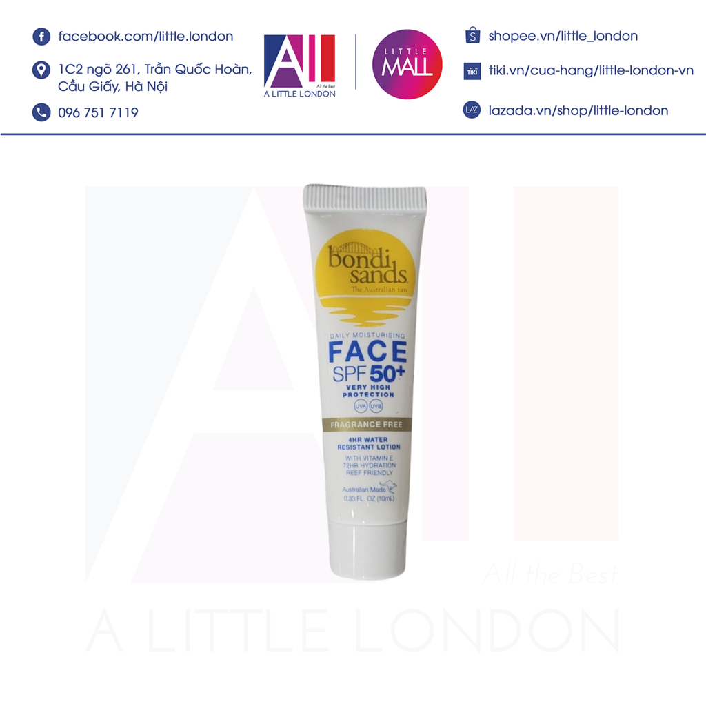 Kem chống nắng Bondi Sands SFP50+ Fragrance Free Face Sunscreen Lotion 10ml (Bill Anh)