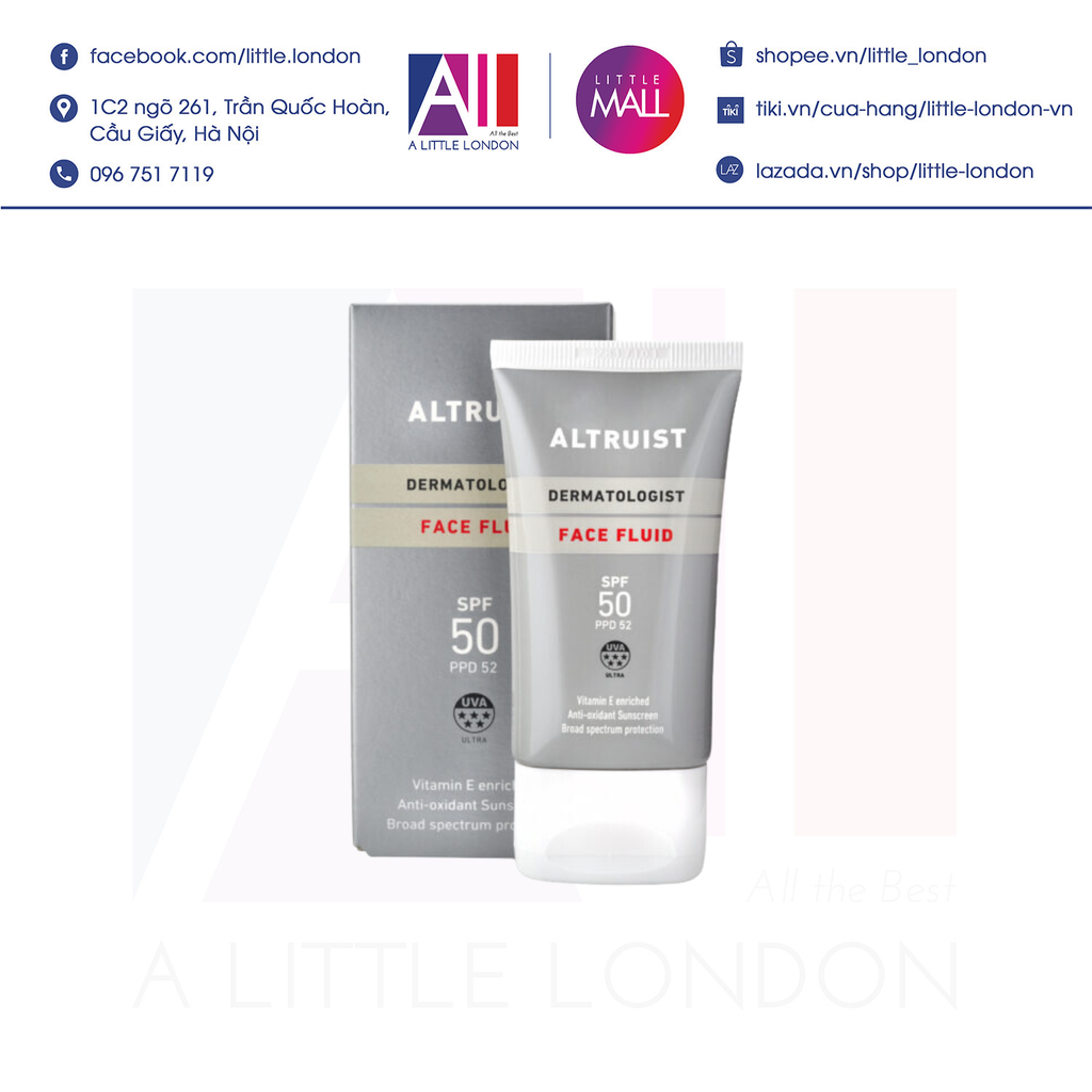 Kem chống nắng Altruist Dermatologist Face Fluid SPF 50 50ml (Bill A