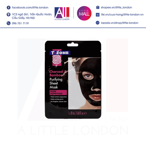 Mặt nạ T-Zone Charcoal & Bamboo Sheet Mask 20ml (Bill Anh)