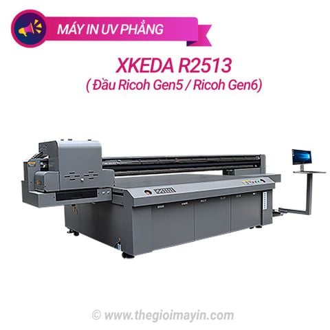 Máy in UV phẳng Xkeda R2513 đầu Ricoh Gen5/Gen6