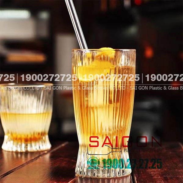 Ly Thủy Tinh Deli Stripes Tumber Glass 360ml | Deli DSKB162-2A , Thủy Tinh Cao Cấp