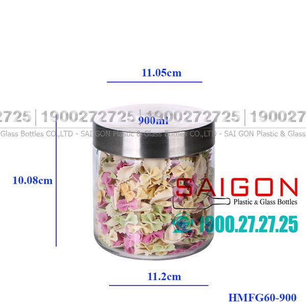 Hũ Thủy Tinh Delisoga Glass Sealed Jar 900ml , Nắp Inox 304 | HMFG60-900 ,Thủy Tinh Cao Cấp