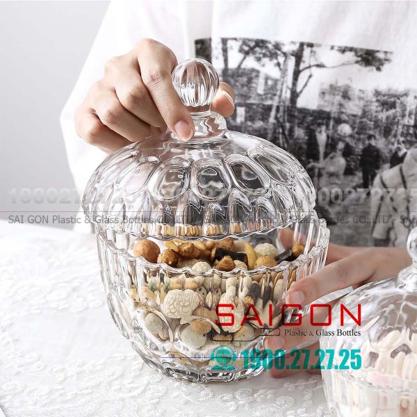 Thố Mứt Thủy Tinh , Hũ Kẹo Thủy Tinh Deli Candy Jar Glass | Deli TG1064-4 ,Thủy Tinh Cao Cấp