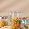 Hũ Thủy Tinh Delisoga Striped Pillar Glass Jar 1250ml , Nắp Inox 304 | HMFG60-1250B ,Thủy Tinh Cao Cấp