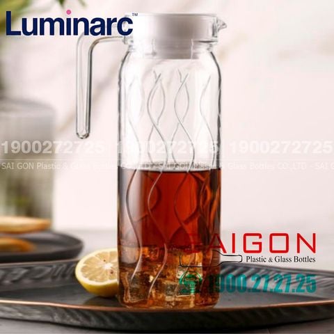 Bình Nước Thủy Tinh Luminarc Dona Embossment Wave 1000ml | Luminarc Q0433 , Thủy Tinh Cao Cấp