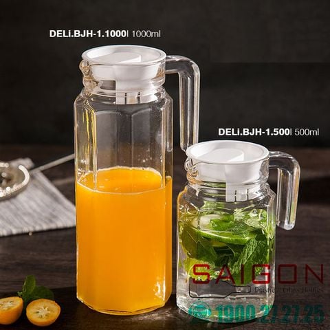 Bình thủy tinh Deli Lục Lăng 500ml | 1000ml , Thủy Tinh Nhập khẩu