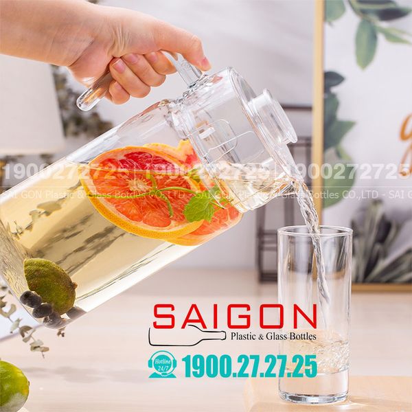 Bình Nước Thủy Tinh Deli Pitcher Glass 1850ml | DELI E003H1, Thân Trơn