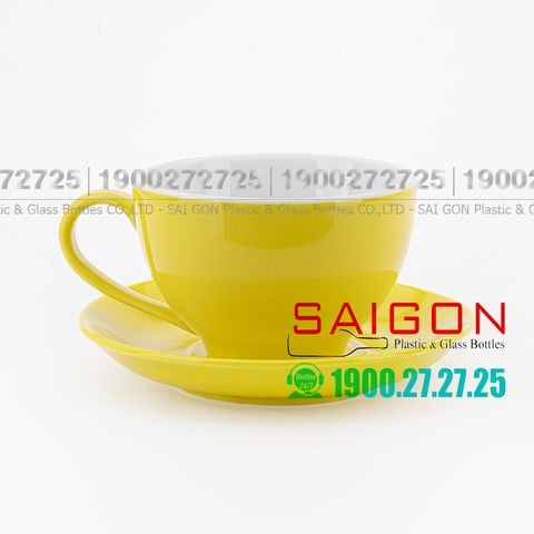 Bộ Tách Sứ Cosmo Cappuccino Procelain Yellow Cup 250ml | Gốm Sứ Bát Tràng