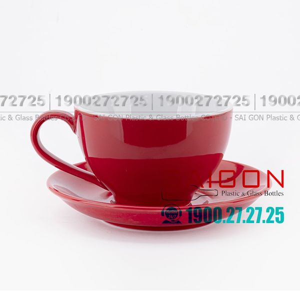 Bộ Tách Sứ Cosmo Cappuccino Procelain Red Cup 250ml | Gốm Sứ Bát Tràng