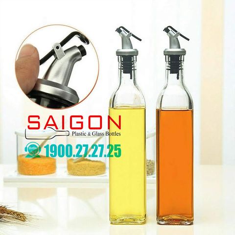 Chai Vuông Thủy Tinh 500ml | Nắp Xịt , Thủy Tinh Cao Cấp