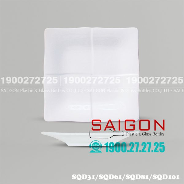 Dĩa Sứ CK Hình Vuông (SQD) | CK SQD ; Trắng Trơn , Tùy Chọn Kích Thước