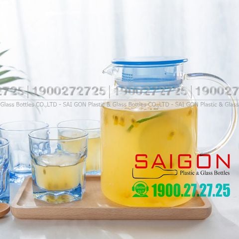 Bình Thủy Tinh Chịu Nhiệt Delisoga Borosilicate Glass Pitcher 1300ml Nắp Nhựa | DELI GPH30-2 , Thủy Tinh Cao Cấp