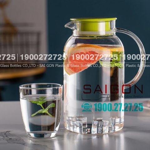 Bình Thủy Tinh Chịu Nhiệt Delisoga Borosilicate Glass Pitcher 1800ml Nắp Nhựa | DELI GPH30-1 , Thủy Tinh Cao Cấp