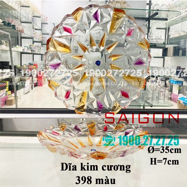 Dĩa Thủy Tinh Kim Cương Màu Elegant Đường Kính 35.0cm | ELEGANT 398M , Thủy Tinh Màu Cao Cấp