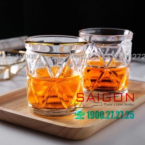 Ly Thủy Tinh Deli Vintage Rock Gold Rim Glass 340ml | DELI DSKB010.AR , Thủy Tinh Cao Cấp