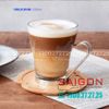Ly Thủy Tinh Có Quai Inox Rocco Oslo Cappuccino 220ml | Bormioli Rocco 442100B  , Nhập Khẩu Italia
