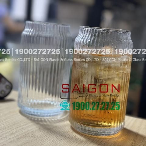Ly Thủy Tinh Sọc Deli Strip Can Glass 460ml | Deli JS5177B , Thủy Tinh Cao Cấp