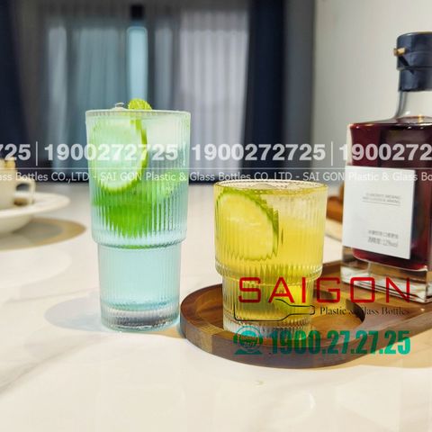 Ly Thủy Tinh Deli Stripes Studio Empilable tumber Glass 293ml | Deli TY7510-2 , Thủy Tinh Cao Cấp