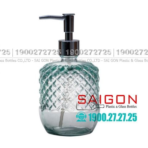 Bình Thủy Tinh Tái Chế Đựng Xà Phòng Vidrios San Miguel DOSIFICADOR BAÑO DIAMANTE 550ml | VSM V5925 , Nhập Khẩu Tây Ban Nha