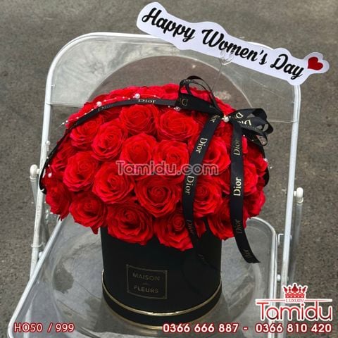 Hộp Trụ Hoa Hồng Sáp Cao Cấp