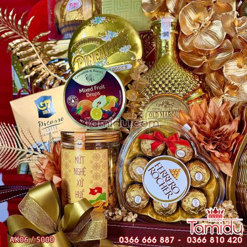 Giỏ Quà Tết Hoàng Kim - Sang Trọng Đẳng Cấp, Tràn Đầy May Mắn