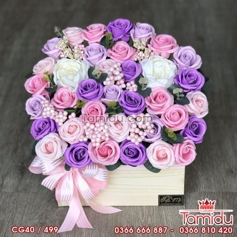 Chậu Gỗ Hoa Hồng Sáp Thơm Vĩnh Cửu - Quà Tặng Mẹ , Tặng Vợ Đẹp Ý Nghĩa Nhất