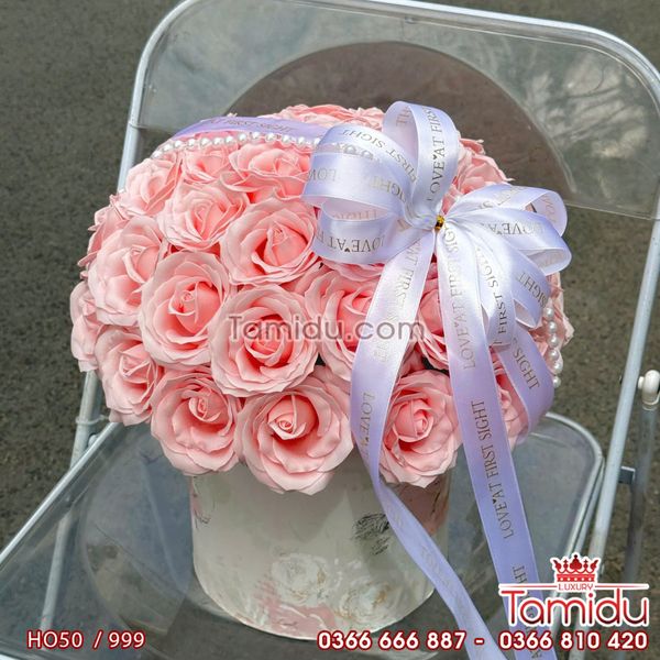 Hộp Trụ Hoa Hồng Sáp Cao Cấp