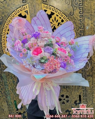 Bó Hoa sáp Cánh Bướm Xòe hotrend B6