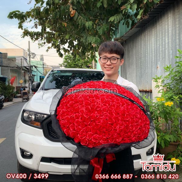 Bó Hoa Sáp Thơm Vĩnh Cửu 400 Bông Cao Cấp Màu Đỏ Đẹp Nhất ở TP HCM - Shop Bó Hoa Đẹp Lớn Nhất Sài Gòn TPHCM