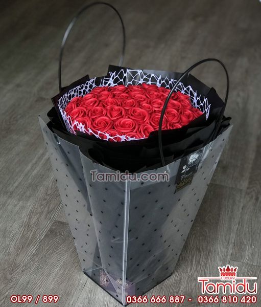 BÓ HOA HỒNG SÁP THƠM 99 BÔNG MÀU ĐỎ CAO CẤP - MẪU QUÀ TẶNG LÀM NÀNG SAY MÊ
