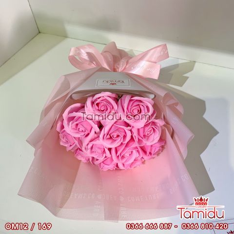 Bó Tròn Hoa Hồng Sáp Thơm Màu Hồng 12 Bông Kiểu Mới - Bó Hoa Sáp Đẹp