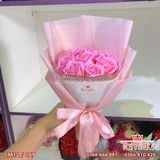 Bó Tròn Hoa Hồng Sáp Thơm Màu Hồng 12 Bông Kiểu Mới - Bó Hoa Sáp Đẹp