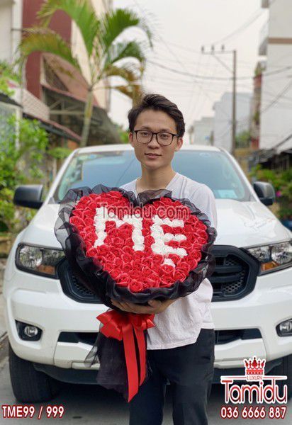 Bó Hoa Sáp 99 Bông Trái Tim Chữ Mẹ