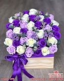 Chậu Gỗ Hoa Hồng Sáp Thơm Cao Cấp Màu Tím