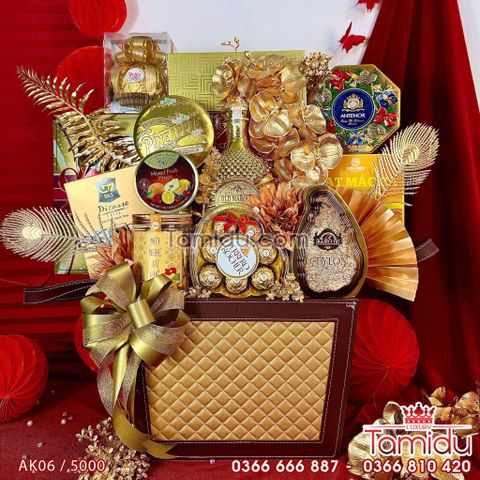 Giỏ Quà Tết Hoàng Kim - Sang Trọng Đẳng Cấp, Tràn Đầy May Mắn