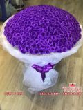BÓ HOA HỒNG SÁP THƠM VĨNH CỬU TRÒN 399 BÔNG MÀU TÍM CAO CẤP BỌC VOAN