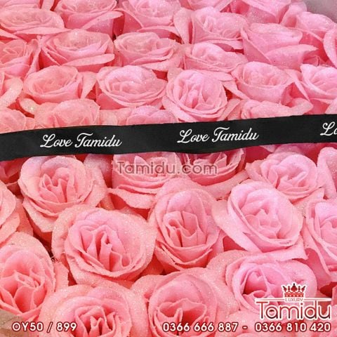 BÓ HOA SÁP KIM TUYẾN 50 BÔNG MÀU HỒNG