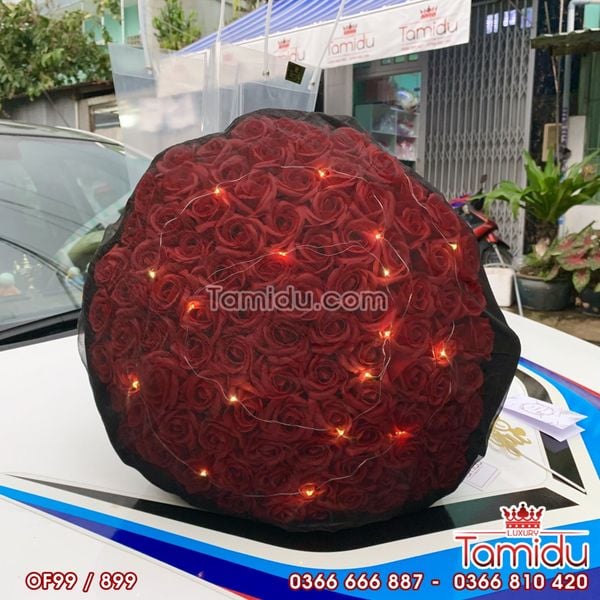 BÓ HOA HỒNG SÁP THƠM 99 BÔNG MÀU ĐỎ CAO CẤP GIÁ RẺ