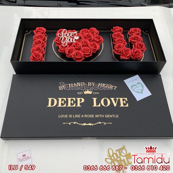 HỘP I LOVE U HOA HỒNG SÁP THƠM MÀU ĐỎ