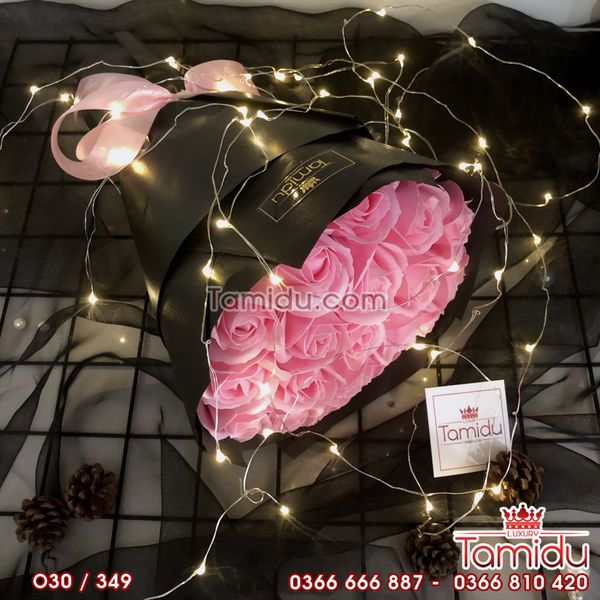 Bó Hoa Sáp Tròn 30 Bông Màu Hồng Cao Cấp