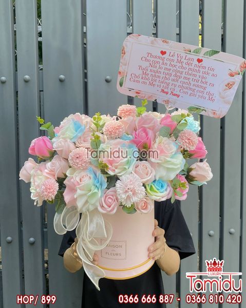 Hộp Hoa Sáp Pastel nhẹ nhàng tinh khôi