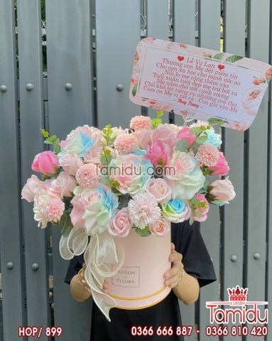 Hộp Hoa Sáp Pastel nhẹ nhàng tinh khôi