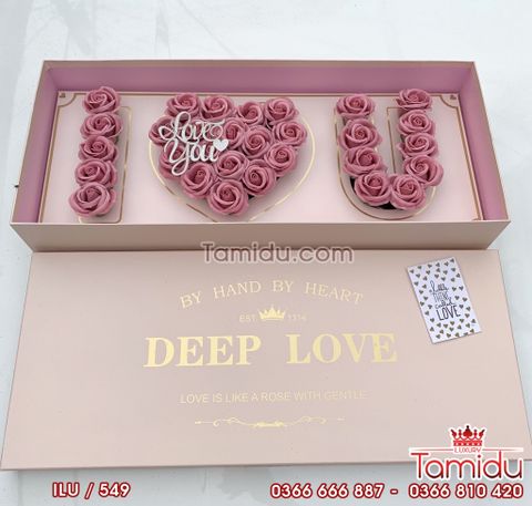 HỘP HOA SÁP I LOVE U CAO CẤP MÀU HỒNG