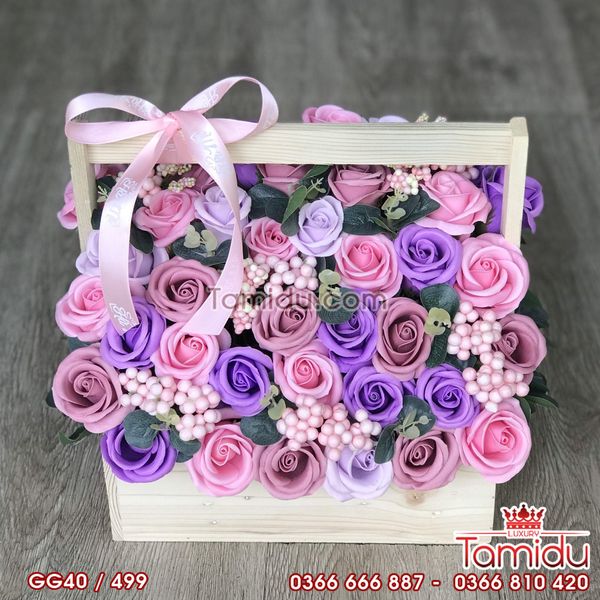 GIỎ HOA CHÚC MỪNG MÀU TÔNG TÍM HỒNG