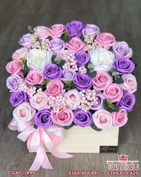 Chậu Gỗ Hoa Hồng Sáp Thơm Vĩnh Cửu - Quà Tặng Mẹ , Tặng Vợ Đẹp Ý Nghĩa Nhất