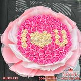 Bó hoa hồng sáp 99 bông I LOVE YOU Hồng