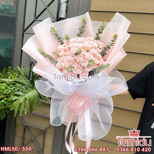 Bó Hoa Hồng Sáp Hồng Cam Nhẹ nhàng ngọt ngào