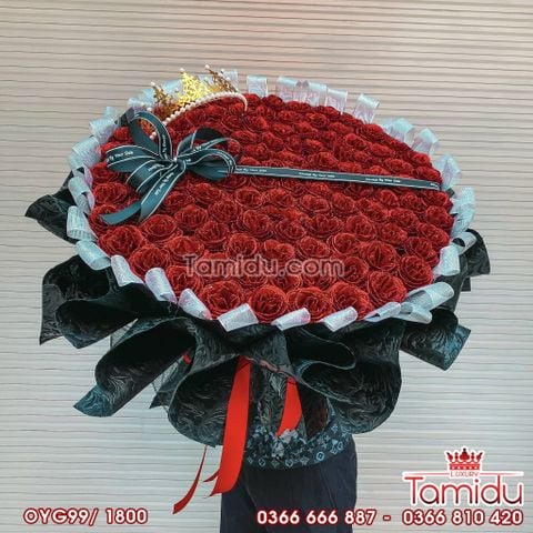 Bó Hoa hồng nhũ kim tuyến 99 bông