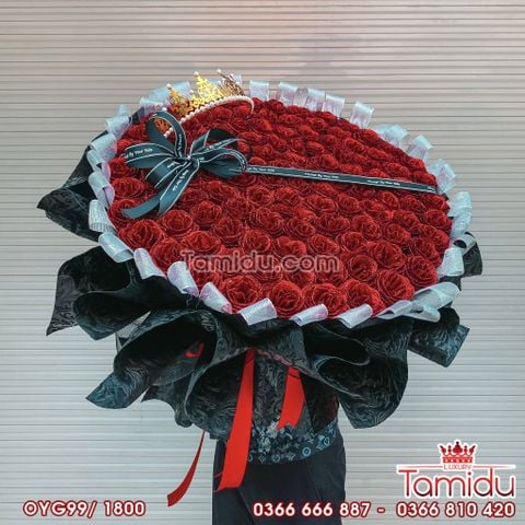 Bó Hoa hồng nhũ kim tuyến 99 bông